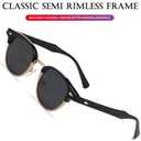 AIEYEZO Retro Polarized Sunglasses for Men Women Classic Semi-Rimless Frame Sun Glasses Fashion Designer Shades (Clear/Grey)