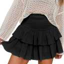 Flowy Shorts for Women Casual Boho Ruffle Tiered Skorts High Waist Mini Skirts Golf Tennis Going Out Trendy Shorts (Yellow, XL)