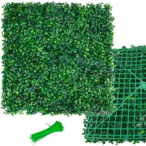 Faux Grass Wall Panels - 12 Pack, 20 x 20 Inch - Artificial Boxwood Panels for Indoor/Outdoor Garden Greenery Wall Fence Covering Privacy Backyard Decor