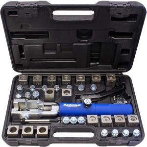 Mastercool 72485-PRC Universal Hydraulic Flaring Tool  45 Double & Single Flares, Push Connect, GM Fuel Line, Brake Line & GM Transmission Cooling  Includes Hydraulic Ram & Mini Tube Cutter