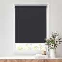 LazBlinds No Tools No Drill Cordless Roller Shades, 100% Blackout Roller Blinds for Windows, Thermal Insulated UV Protection Waterproof Roll Up Window Blinds and Shades, 28'' W x 72'' H, Black