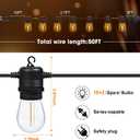 GvvooHome 50FT LED Outdoor String Lights with 16 Shatterproof Waterproof S14 Replaceable Bulbs(1 Spare), 2700K Commercial Grade Patio Lights, Outside Hanging Light for Yard Garden Porch Deck Decor