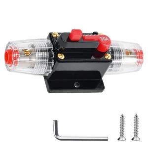 BFXM 30 Amp Breaker, 12V-48V DC Manual Reset Inline Fuse, Circuit Breaker for car Audio Marine Boat Trolling Motor RV Truck Solar System Overload Protection