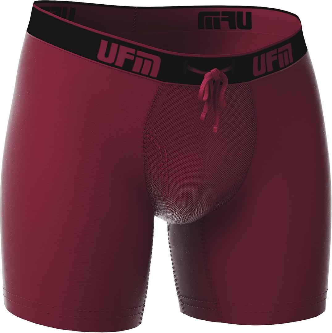 UFM Men’s Viscose Boxer Brief w/ Patented Adj. Support Pouch Regular Wine, 31-34