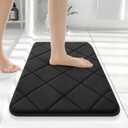 OLANLY Memory Foam Bath Mat 24x16, Ultra Soft and Absorbent Bathroom Rugs, Machine Washable, Comfortable Bath Carpet for Bathroom Floor, Tub and Shower, Black