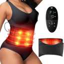 Red Light Therapy Belt for Body: Infrared Light Therapy Heating Massage Pad with Vibration for Back, Waist, Shoulder, and Belly Pain Relief, Portable Relaxation for Home, Men & Women (Deep Black)