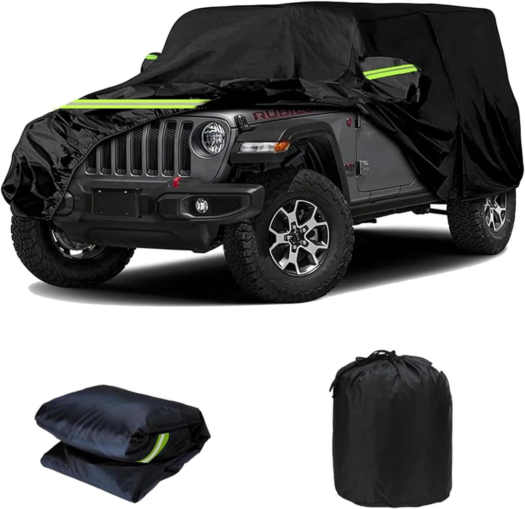 Waterproof Car Cover for J-eep Wrangler 4 Door, All Weather Rain Cover for Automobiles, Outdoor Full Exterior Covers Fit forJK JL YJ TJ