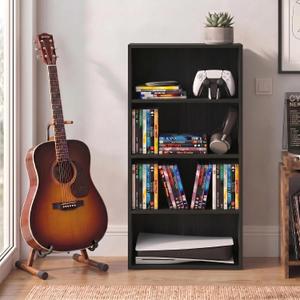 Furinno Basic DVD Shelf, 4-Tier CD Rack, Media Shelf, Espresso, 4-Tier, 7.3 x 16.6 x 35