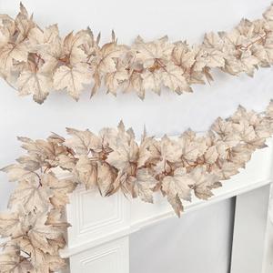 2 Pack 6 Ft Thanksgiving Decorations Fall Garland Maples Leaves Garlands Artificial Autumn Foliage Garlands Thanksgiving Garland for Home Farmhouse Porch Wedding Table Mantle Fireplace Party Christmas (Grey White)