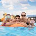 Kids Swim Goggles Snorkel Diving Mask with Luminous for Boys Girls Ages 5-15, Two-Color Anti-Fog Swimming Goggles with Nose Cover