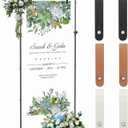 Wedding Welcome Sign stand, Welcome to Our Wedding Sign Holder with Leather Sign Hanging Staps, Adjustable Metal Banner Poster Easel Stand for Entrance Sign Display