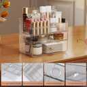 LAMU Makeup Organizer with Large Drawers, Bathroom Counter Skincare Organizer for Vanity,Storage Box with Handle, Cosmetic Display case for Vanity Countertop, Skincare Perfume Storage, Clear