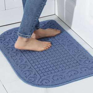 COSY HOMEER 27X18 Inch Anti Fatigue Kitchen Rug Mats are Made of 100% Polypropylene Half Round Rug Cushion Specialized in Anti Slippery and Machine Washable (Blue 1pc)