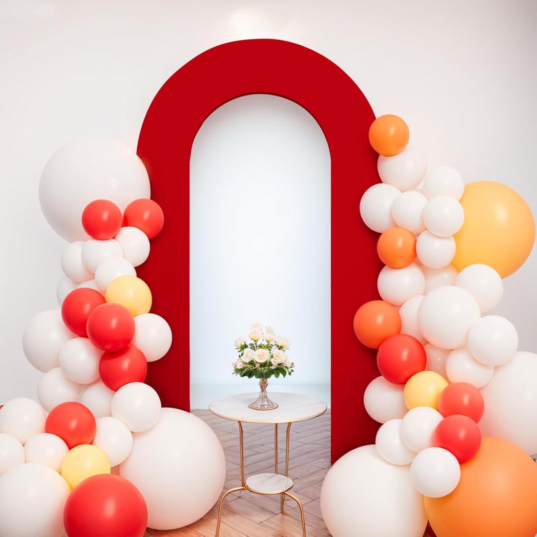 Babenest 7.2Ft Spandex Open Arch Backdrop, Fitted Double-Sided U-Shaped Wedding Arch, Round Top Chiara Stand Cover for Ceremony, Baby Shower, Birthday Party Decoration (Red)
