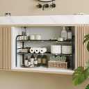Under Sink Organizer, 2-Tier Expandable Stainless Steel Storage Rack with Removable Panels, Waterproof Anti-Slip Cabinet Shelf for Kitchen, Bathroom & Laundry