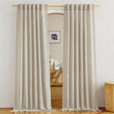 DUALIFE Cream Beige Blackout Curtains 102 Inch Length 2 Panels Set for Living Room Bedroom Rod&Back Tab Thermal Insulated 100% Black Out Linen Drapes Room Darkening Window Curtains 39x100, Beige