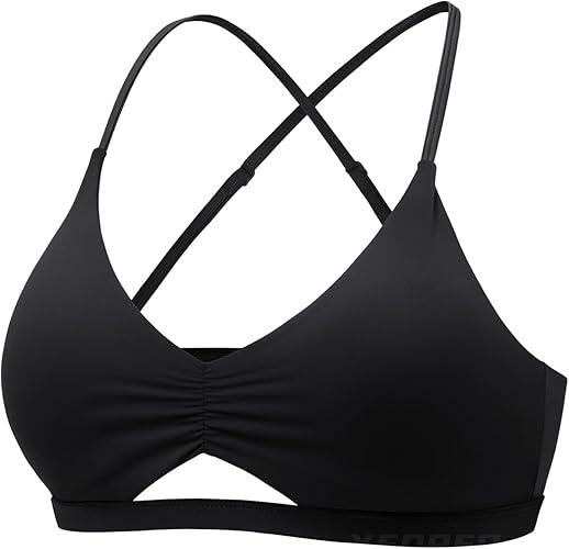 YEOREO Women's Sports Bras Chilene Strappy Criss Cross Open Back Low Impact Removable Cups Gym Yoga Workout Bra Medium