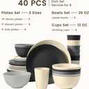 Homienly Kitchen Wheat Straw Dinnerware Set 40 PCS - Dinner Plates, Cereal Bowls, Wheat Straw Cups Set, Microwave and Dishwasher Safe Dishes Set, Unbreakable Dish Set for Party, Outdoor(Grey Stone)