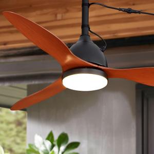 42" Outdoor Ceiling Fan, IP65 Waterproof Gazebo Fan with Light, Remote Control6 Speeds3CCT, Plug in Ceiling Fan with Adjustable Hanging Rod for Patio, Porch, Canopy (8985-Black)
