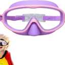 Consistine Swimming Goggles, HD Children's Large Frame Waterproof and Anti-Fog Swimming Goggles, with Nose Cover No Leaking (Purple-pink)