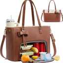 LOVEVOOK Work Tote Bag with Lunch Compartment, 3 in 1 Laptop Tote Bag for Women with Giant Tumbler Holder for Teacher, Nurse, Travel, Office, Daily