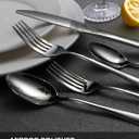 30 Piece Black Silverware Set, Ollex Flatware Set for 6 Food-Grade Stainless Steel Cutlery Utensils Include Spoon Knife Fork Mirror Polished for Home, Party, Wedding, Dishwasher Safe
