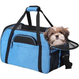 Dog Purse Carrier for Small Dogs, Soft-Sided Tote Bags with Pocket Dog Travel Supplies Portable Dog Sling with Anti-Slip Bottom (Turquoise-17in)