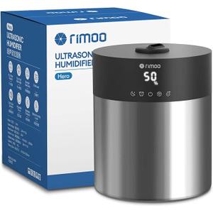 RIMOO 4.5L Humidifiers for Bedroom Large Room, Ultrasonic Cool Mist Humidifier with Stainless Steel Tank for Boiling Cleaning, Top Fill Humidifier with Smart Humidistat & Timer, Sleep Mode