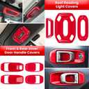 23PCS Full Set Interior Decoration Trim Kit for Jeep Wrangler JL JLU Gladiator JT 2018-2023 Steering Wheel Door Handle Air Conditioning Vent Cup Holder Reading Light Headlight Switch Gear Cover (Red)