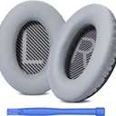 Headphones Replacement Ear Pads for Bose QuietComfort 35 QC35 & QC35 II Premium Memory Foam, Soft Protein Leather, Enhanced Noise Isolation, Easy Install, Comfortable & Durable (Silver)