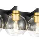 Bathroom Light Fixtures, 6-Light Black and Gold Bathroom Vanity Light, 38 Inch Modern Wall Sconces with Globe Clear Glass Shade, Vanity Lighting Fixtures Over Mirror, VL195-KG-6