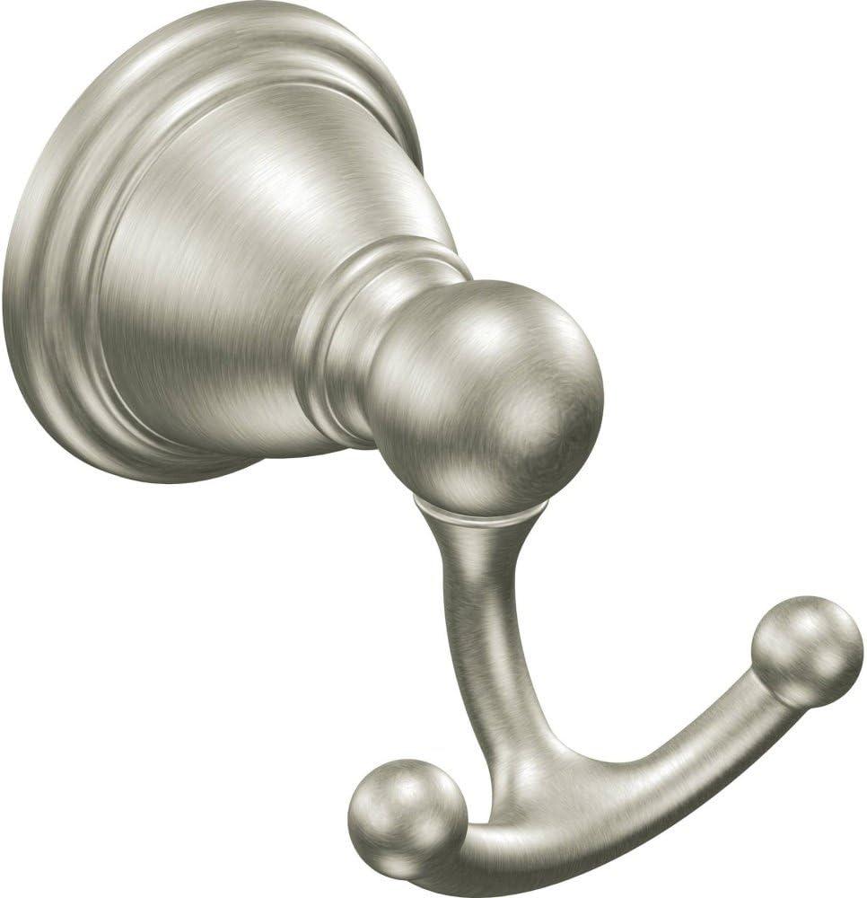 Moen YB2203BN Brantford Traditional Double Robe or Towel Hook for Kitchen or Bathroom, Brushed Nickel
