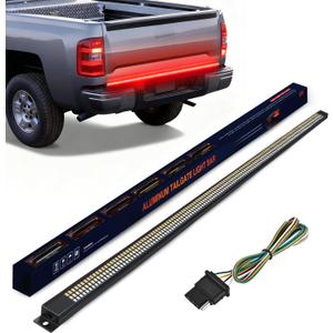 Nilight Truck Tailgate Light Strip 60" Aluminum FrameTriple Row Light Bar 1200 LED w/ Red Running Brake White Reverse Light Red Sequential Turn Signal