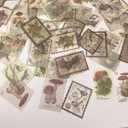 Glife 240pcs Vintage Plant & Flower Translucent Aesthetic Stickers for Scrapbooking, Journaling, Planners