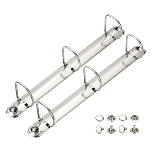 PATIKIL A4 3 Hole Ring Binder Mechanisms, 2 Set 1.5" D Ring Replacement Binder Planner Loose Leaf Binding Spines for Organizers DIY Fill Paper Storage Folder Accessories, 26mm Silver Tone