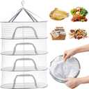 Coloch 4 Layer Herb Drying Rack with Zipper, Hanging Mesh Net Collapsible Food Drying Fish Net Hanging Basket Dryer Net for Seeds, Buds, Fruits, Vegetables, Herbs, Fish, Clothes, Doll
