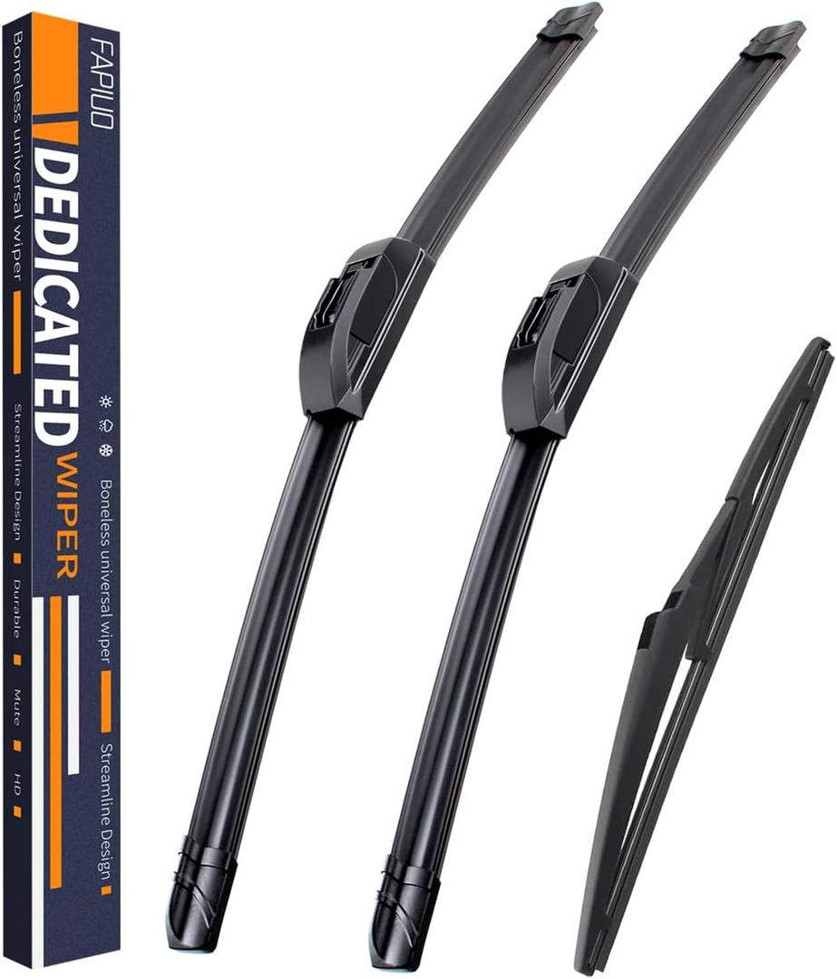 Replacement for Hyundai Santa Fe 2013-2018/Hyundai Santa Fe XL 2013-2019/Santa Fe Sport 2013-2018 Silent Wipers -FAPIUO Front and Rear Windshield Wipers 26"+14"+13" Full Blade Set (3 Pack) U/J HOOK
