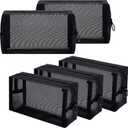 Sadnyy 5 Pieces Mesh Makeup Bag Portable Travel Cosmetic Bag Black Breathable Mesh Zipper Pouch for Home Offices Travel Accessories Organizer (7.1 x 4 x 2.4 Inch)