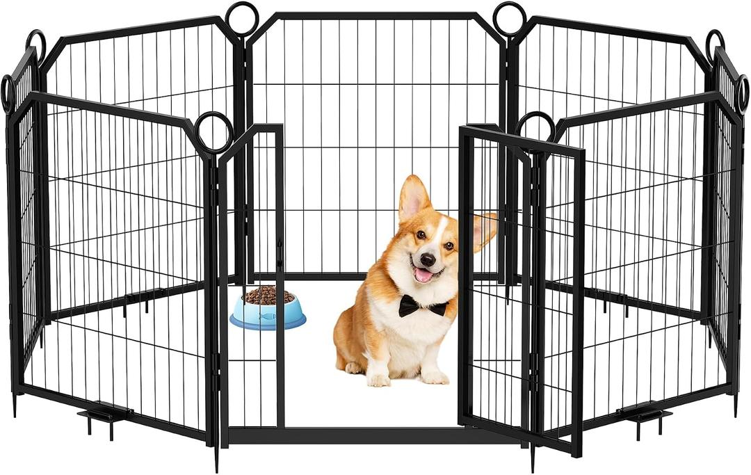 Dog Playpen Outdoor,8panel 17.83Ft(L) Dog Fence with Gate for Yard,Pet Exercise Pen for Rv Camping Garden for Puppy and Small Dogs(24inch)