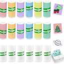 18 Rolls Self-Adhesive Mini Printer Sticker Paper - 6 White & 12 Vibrant Colors for M02/T02 Printers (Remove Inner Paper Holder), Thermal Sticker Paper Continious Labels for Study Notes & Scrapbooking