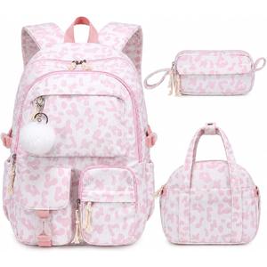 Backpack for Girls, 3PCS Corduroy Girls Schoolbag Set with Lunch Bag & Pencil Pouch, Lightweight Teen Girl Backpacks for Elementary Middle High School Bookbag Laptop Bag Travel Daypack