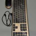 Wireless Keyboard and Mouse, Vssoplor 2.4GHz Rechargeable Compact Quiet Full-Size Keyboard and Mouse Combo with Nano USB Receiver for Windows, Laptop, PC, Notebook-Black Gold