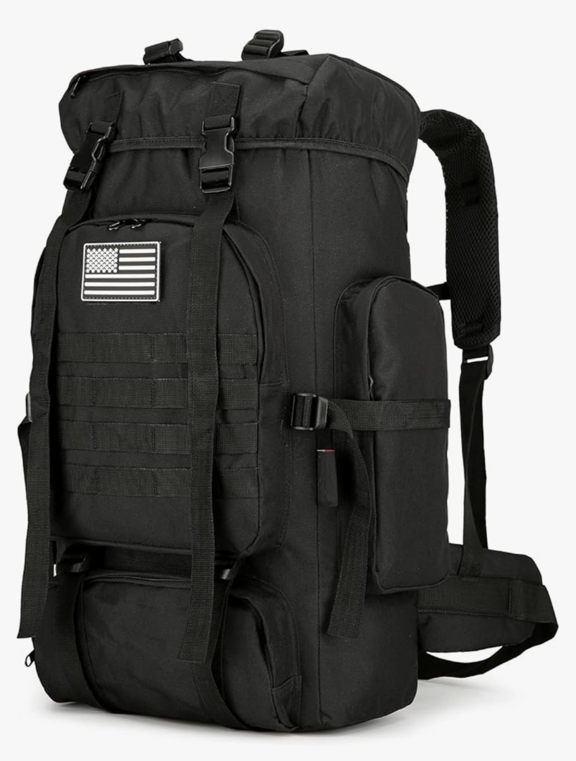 45L Hiking Backpack Camping Rucksack Molle Military Backpack for Outdoor Traveling (Black)