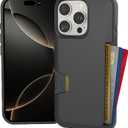 Smartish iPhone 16 Pro Wallet Case - Wallet Slayer Vol. 1 [Slim + Protective] Credit Card Holder - Drop Tested Hidden Credit Card Slot Cover for Apple iPhone 16 Pro - Black Tie Affair