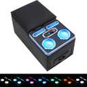 Universal Bench Seat Center Console, Center Console Organizer with Fast Phone Charging & Upgraded 7-Color Adjustable LED Lighting (Black)