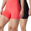 90 Degree By Reflex Womens High Waisted Biker Shorts Ribbed Workout Yoga Running Tummy Control Spandex Short (M)