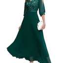 Wedtrend Dark Green Women's Sequin Cocktail Dress 3/4 Sleeve Wedding Guest Dress Sparkly Floor Length Fromal Dress Bridesmaid Dress WT0317DarkGreen L