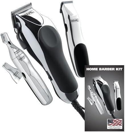 Wahl USA Clipper Home Barber Kit Electric Corded Clipper and Battery Touch Up Trimmer & Personal Groomer, 30 Piece Kit for Haircutting at Home – Model 79524-3001P