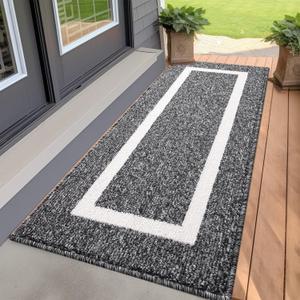 OLANLY Indoor Door Mat, 47x20, Non-Slip Absorbent Resist Dirt Entrance Mat, Washable Low-Profile Inside Entry Doormats for Entryway, Black