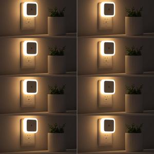 Sujeet Night Light, Night Lights Plug into Wall 8-Pack, Plug in Night Light, Dusk to Dawn Nightlight Led Night Lights for Bedroom, Bathroom, Hallway Warm White